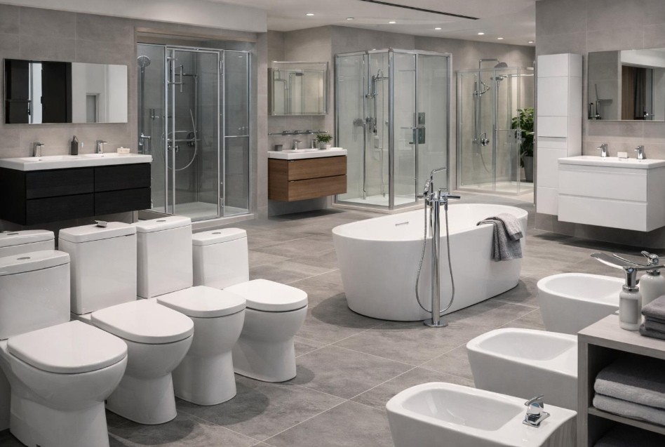 Jaquar rain shower set and CP taps from premium collection at Dehradun showroom